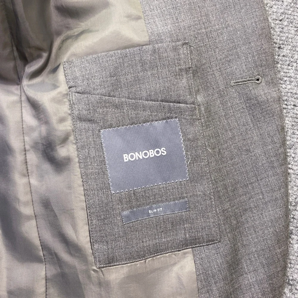 Bonobos Slim Fit Gray Wool Blend Suit Jacket Blazer 38R 15768 Preppy Career